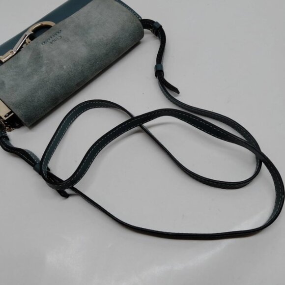 CHLOE Suede Calfskin Mini Faye Shoulder Bag Cloudy Blue - Picture 4 of 9